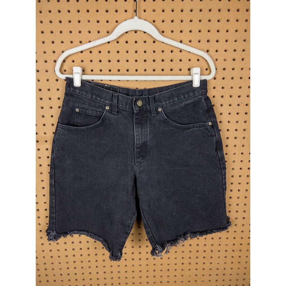 Vintage Riders by Lee Black Denim Cutoff Jorts High Waisted Faded Raw‎ Hem 33